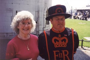 Mary Jo and a Yeoman Warder "Beefeater"